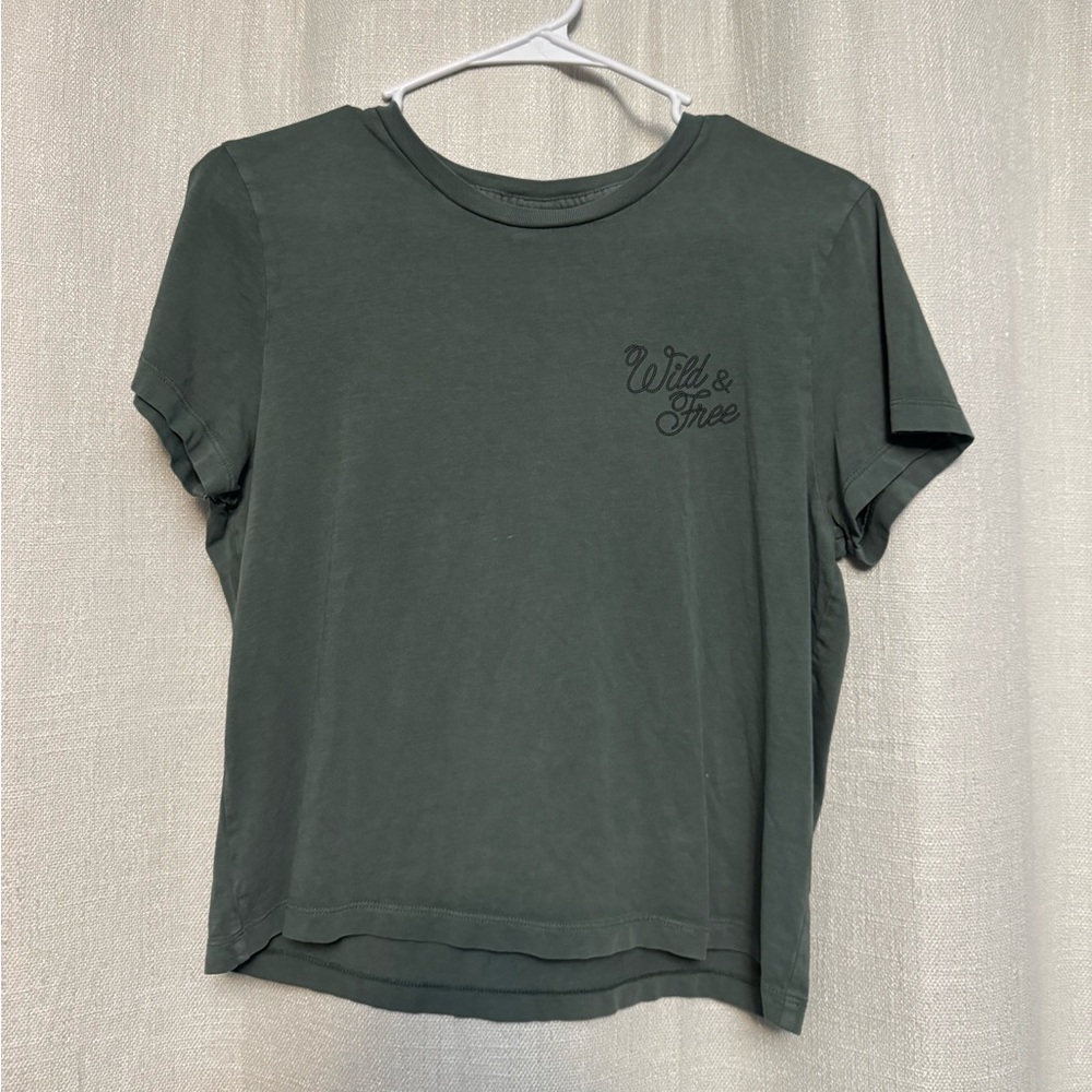 PINK Victoria's Secret Dark Green Tee - Wild & Free